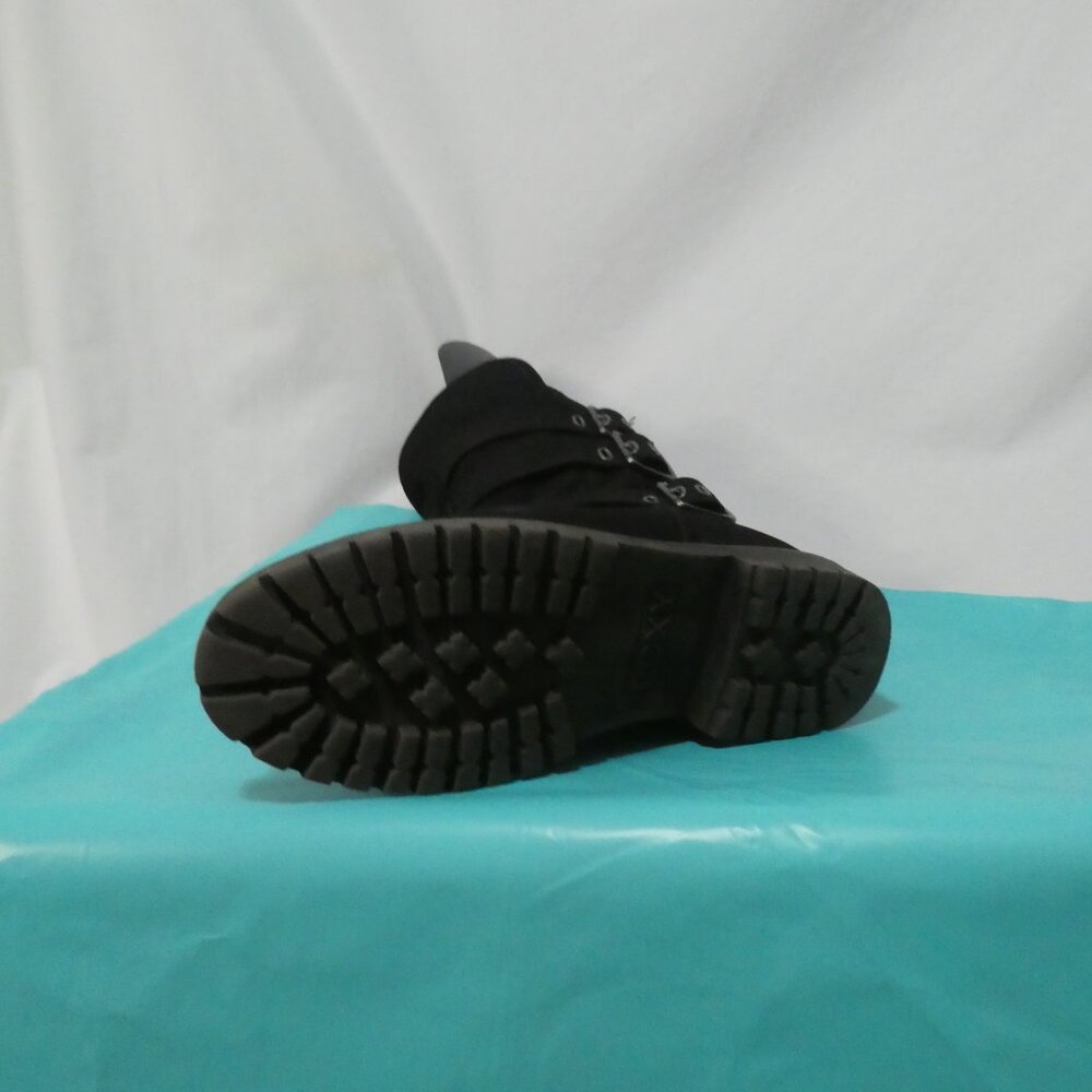 ROXY | size 9 | Stylish Black Triple Buckle Boots | Suede Texture | Zip-Up Sides - Picture 16 of 16